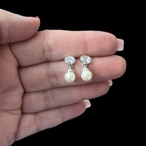 Sterling silver and freshwater pearl pierced earrings